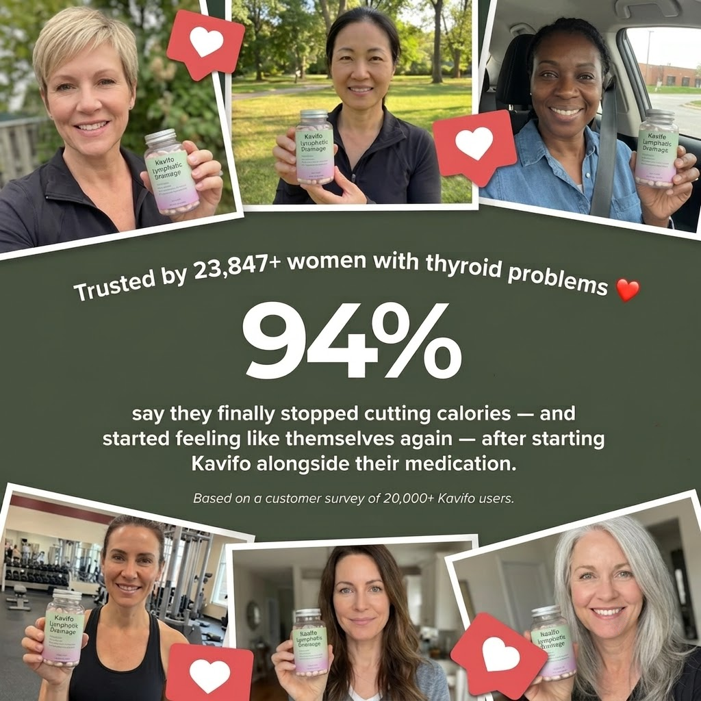 Kavifo thyroid health supplement bottle with capsules, designed to support thyroid function and restore energy naturally.